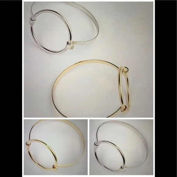 CUFF CIRCLE BRACELET SILVER OR GOLD - Picture 2 of 6